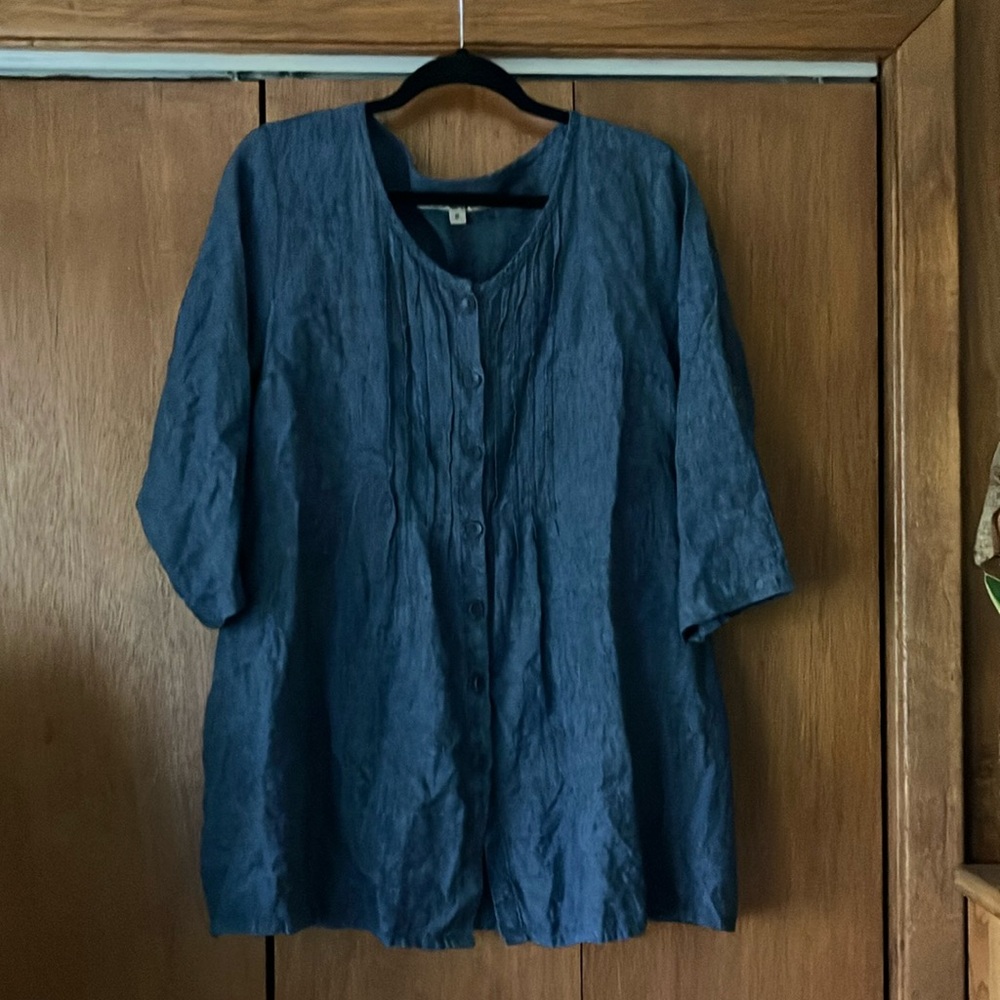 Flax Linen Tunic Blue size small